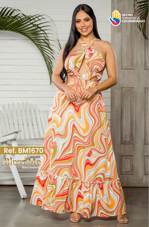 Ref. 058 -BM1670 Vestido de Fiesta Largo - Ropa Colombiana