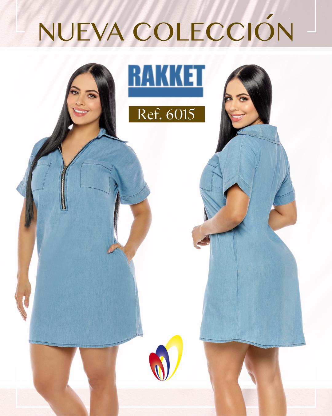 Ref. 006 -R6015 Vestido colombiano en jean - Ropa Colombiana