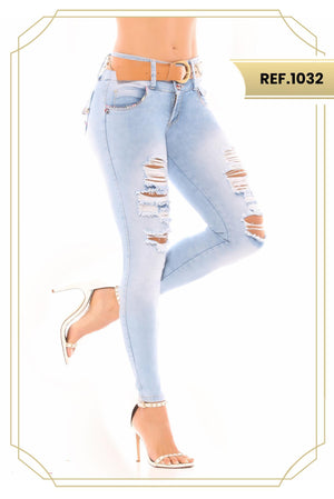 Ref. 051 -1032 Jean Colombiano de Dama Levantacola - Ropa Colombiana