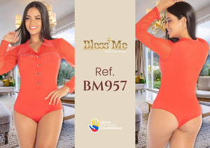 Ref. 071 -BM957 Bodysuit Reductor de abdomen con mangas largas y diseño exclusivo - Ropa Colombiana