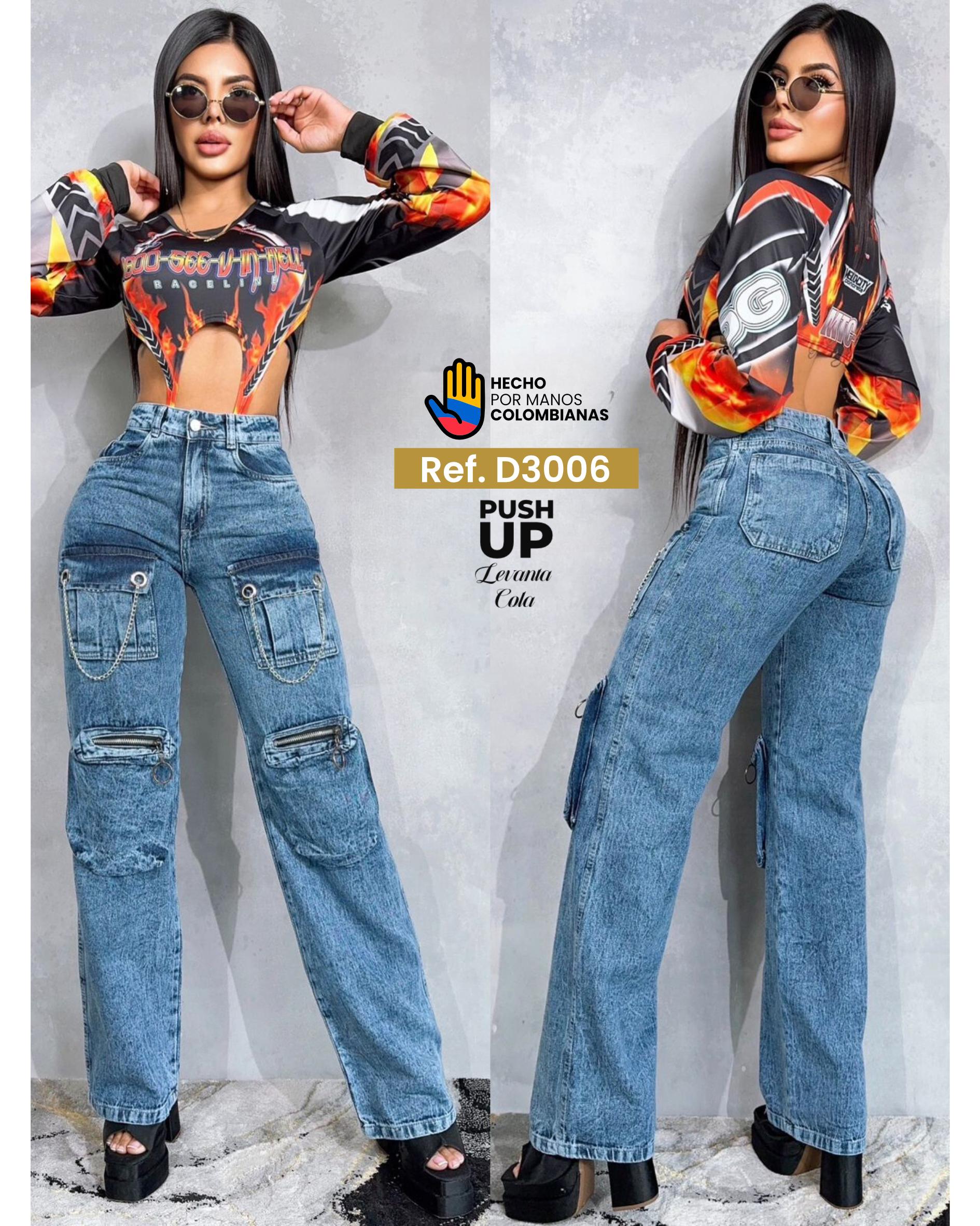 Ref. 251521 -D3006 PANTALON JEANS CARGO CADENA - Ropa Colombiana