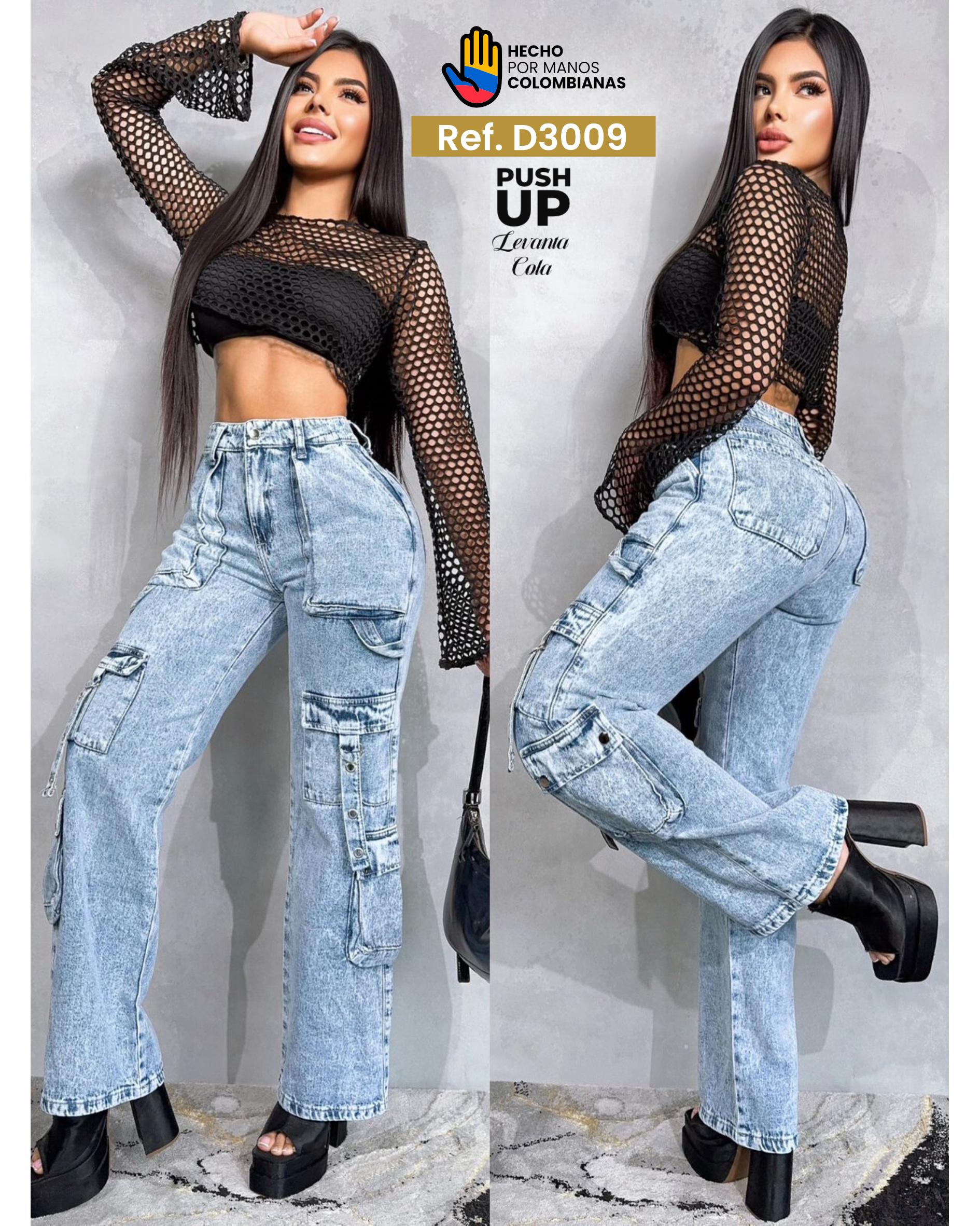 Ref. 251521 -D3009 PANTALON JEANS CARGO MEDIO OJALETES - Ropa Colombiana