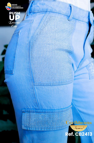 Ref. 041 -CB2413 Jean Push Up Tipo Cargo - Ropa Colombiana