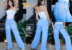 Ref. 041 -CB2413 Jean Push Up Tipo Cargo - Ropa Colombiana