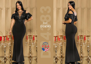 Ref. 003 -D24383 Vestido americano Largo de Fiesta diseño exclusivo - Ropa Colombiana