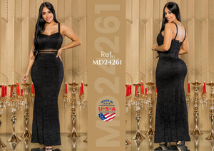 Ref. 003 -MD24261 Vestido Americano Largo de Fiesta - Ropa Colombiana