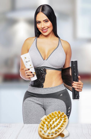 Ref. 030 -GF803 -KITROLLOGELFRIOGUANTE Combo Gel Frio Reafirmante + Guante masajeador de bambú + Rollo Papel Yodado Osmótico de 100 Metros - Ropa Colombiana