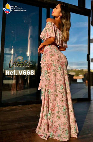 Ref. 049 -V668 Conjunto largo - Ropa Colombiana