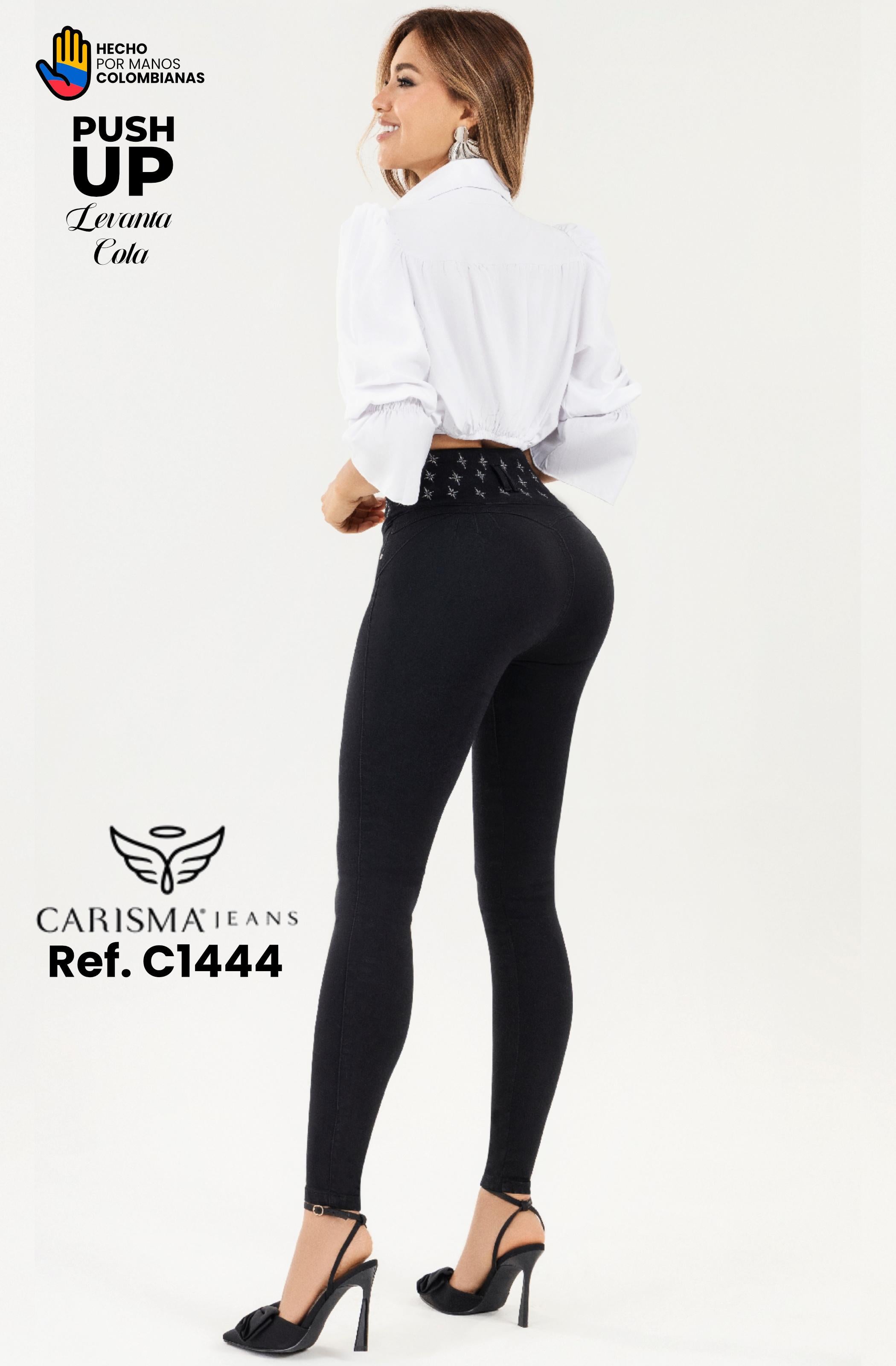 Ref. 070 -C1444 Pantalón colombiano con pretina de estrellas y realce total - Ropa Colombiana
