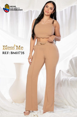 Ref. 5214002 -BM11735 Conjunto colombiano para mujer con pantalón y blusa a juego - Ropa Colombiana
