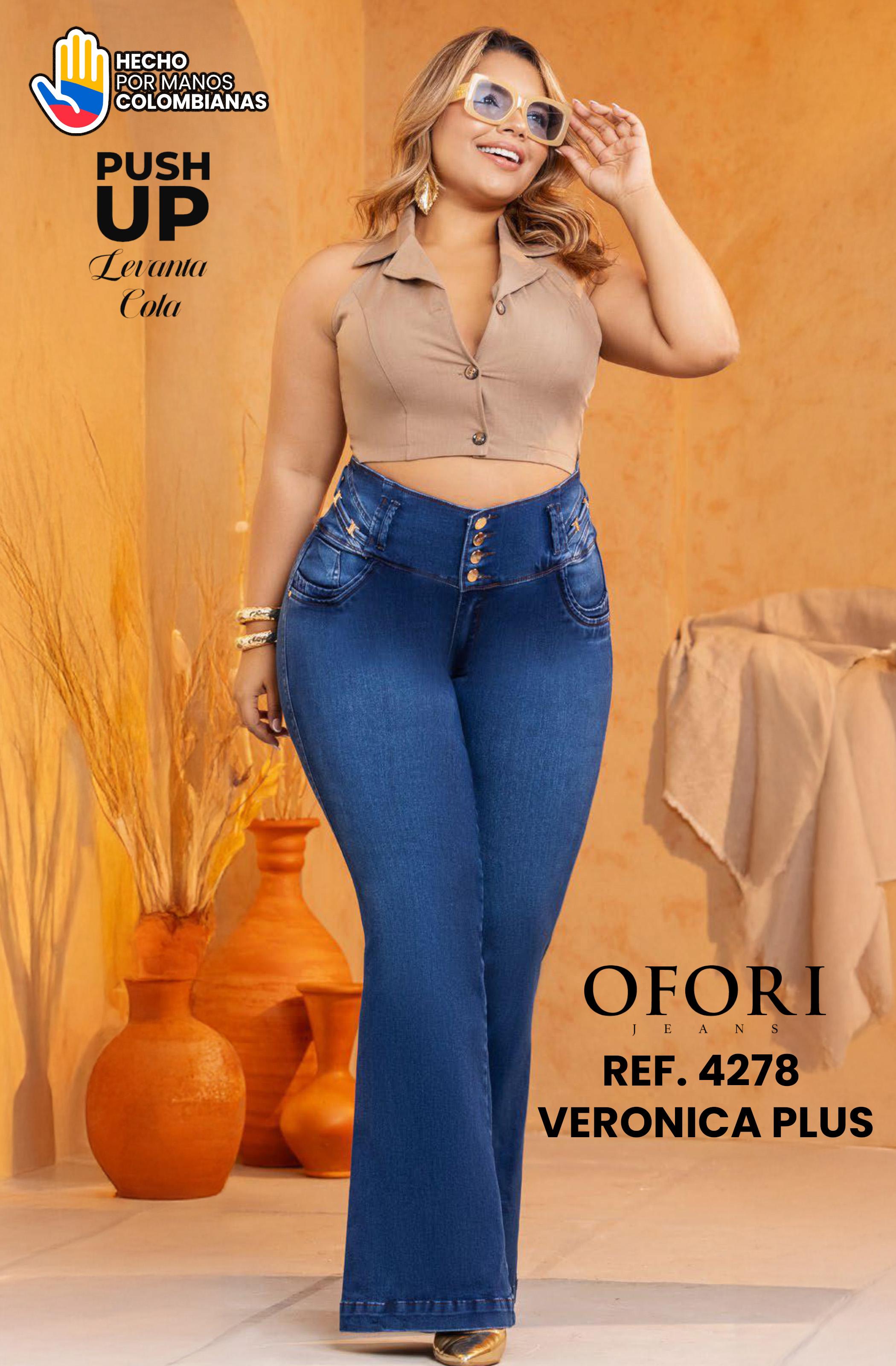 Ref. 8521447 -4278 VERONICA PLUS Jean Colombiano sin Bolsillos Push Up