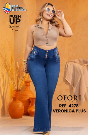 Ref. 8521447 -4278 VERONICA PLUS Jean Colombiano sin Bolsillos Push Up - Ropa Colombiana