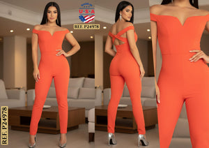 Ref. 003 -P24978 Hermoso Enterizo Americano Hombros Descubiertos con tiras Cruzadas en la Espalda - Ropa Colombiana