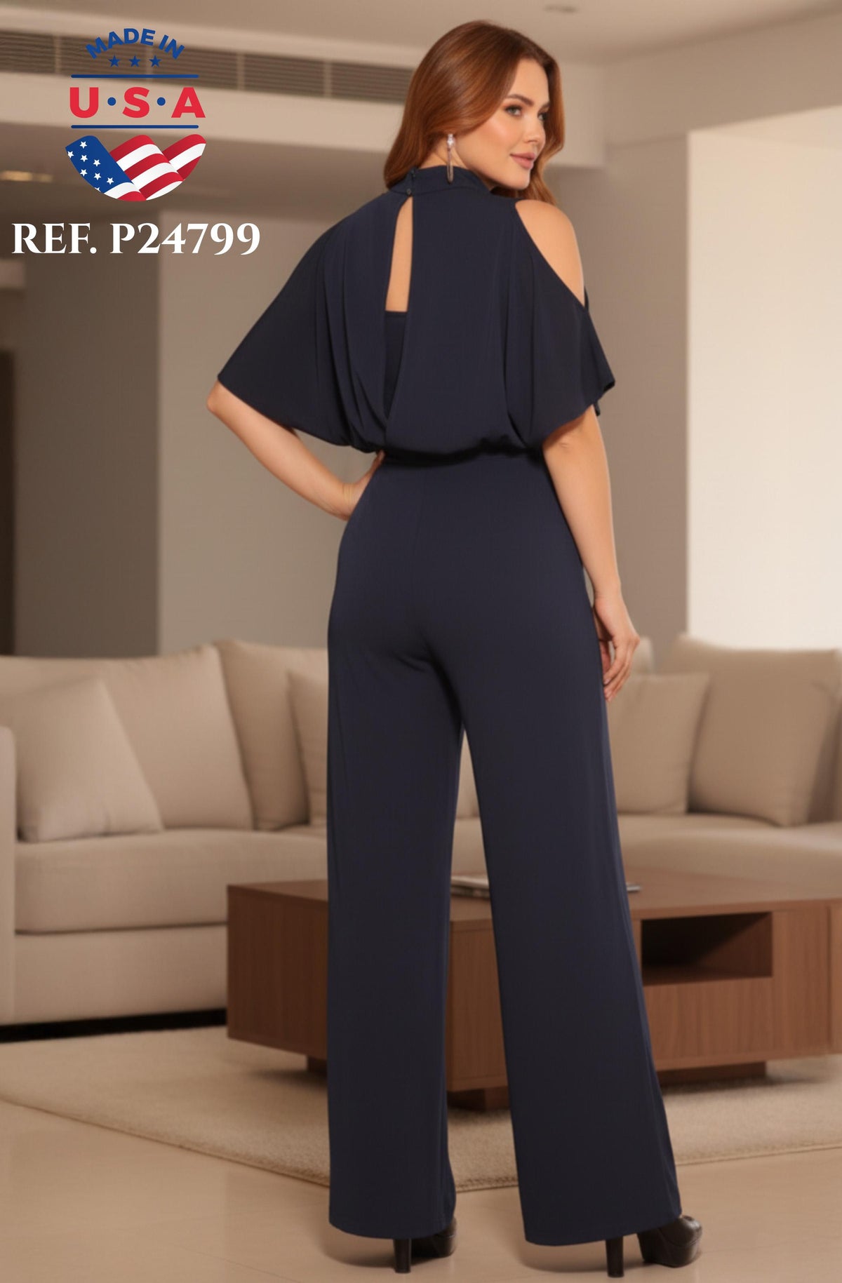Ref. 003 -P24799 Enterizo de Moda con Mangas y hombros descubiertos, pantalón amplio y ceñido al cuerpo. Horma tu Figura y Luce Fantástica - Ropa Colombiana