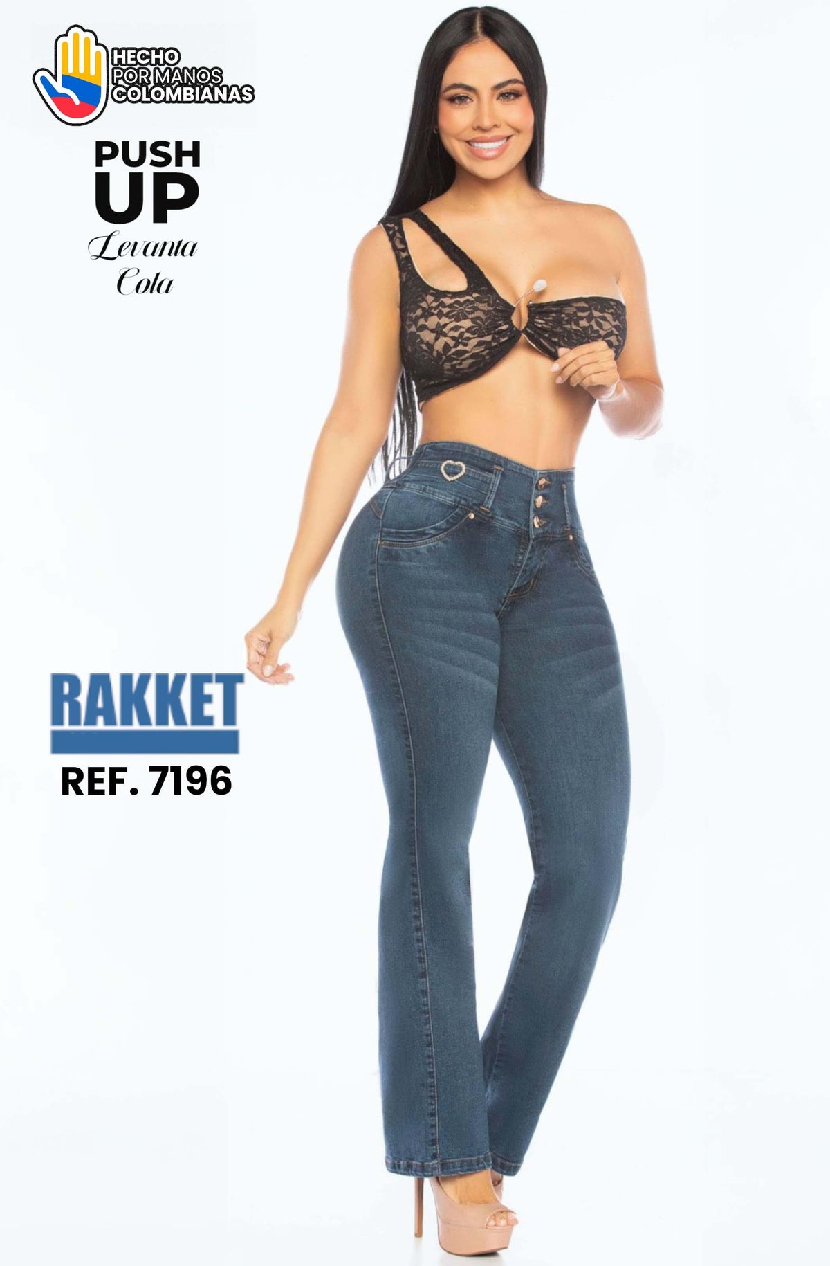 Ref. 006 -7196 Jean sin Bolsillos Colombiano Push Up - Ropa Colombiana