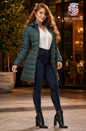 003 -SN1238 CHAQUETA ACOLCHADA CON CAPUCHA - Ropa Colombiana