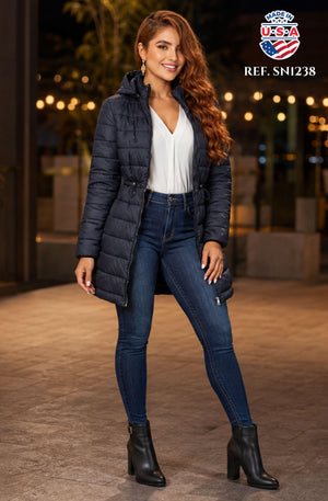 003 -SN1238 CHAQUETA ACOLCHADA CON CAPUCHA - Ropa Colombiana
