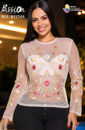 Ref. 003 -BT17119 BLUSA MANGA LARGA - Ropa Colombiana