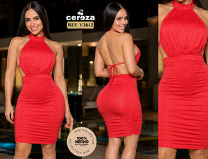 Ref. 004 -V3612 Vestido Marca CEREZA con hermoso diseño corto que destaca tus atributos - Ropa Colombiana