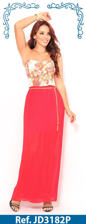 Ref. 003 -JD3182P VESTIDO LARGO AMERICANO - Ropa Colombiana