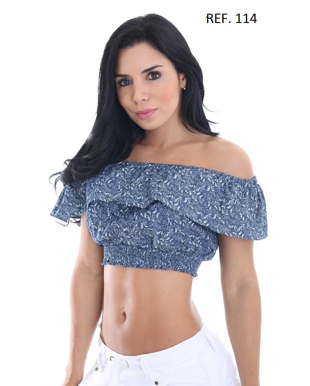 Ref. 001 -114 BLUSA COLOMBIANA MANGA CORTA - Ropa Colombiana