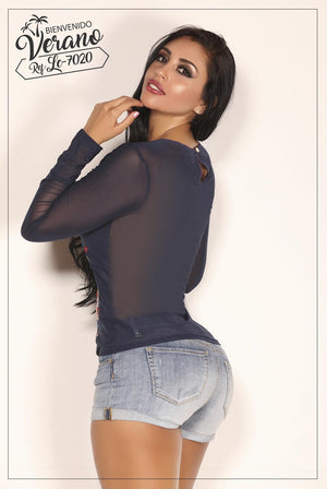 Ref. 003 -LC7020 BLUSA MANGA LARGA - Ropa Colombiana