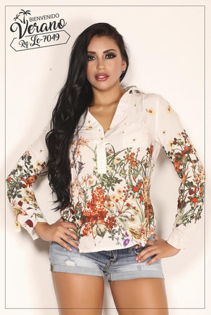 Ref. 003 -LC7049 BLUSA MANGA LARGA - Ropa Colombiana