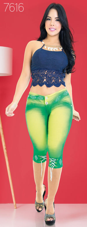 Ref. 001 -7616 Jean Capri Colombiano Levantacola - Ropa Colombiana