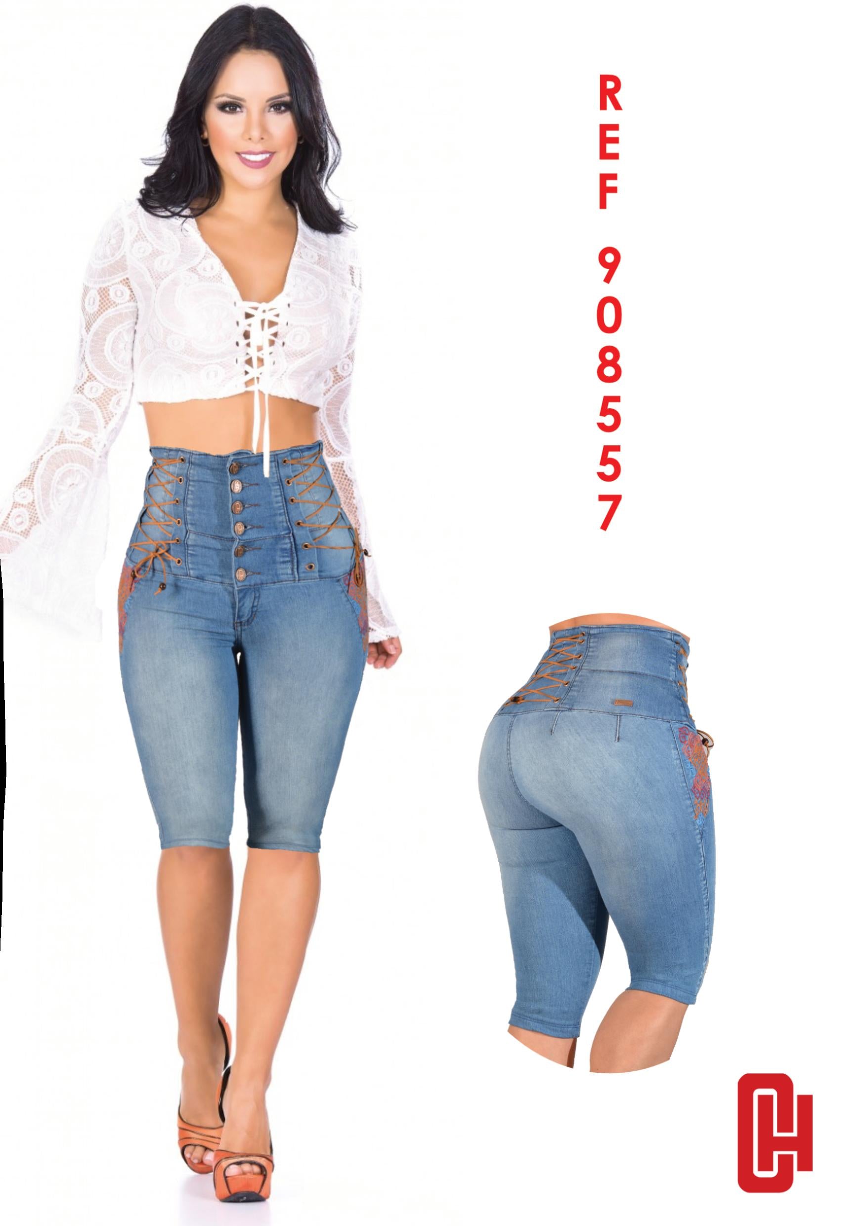 Ref. 001 -908557 Jean Colombiano Capri  Levantacola - Ropa Colombiana