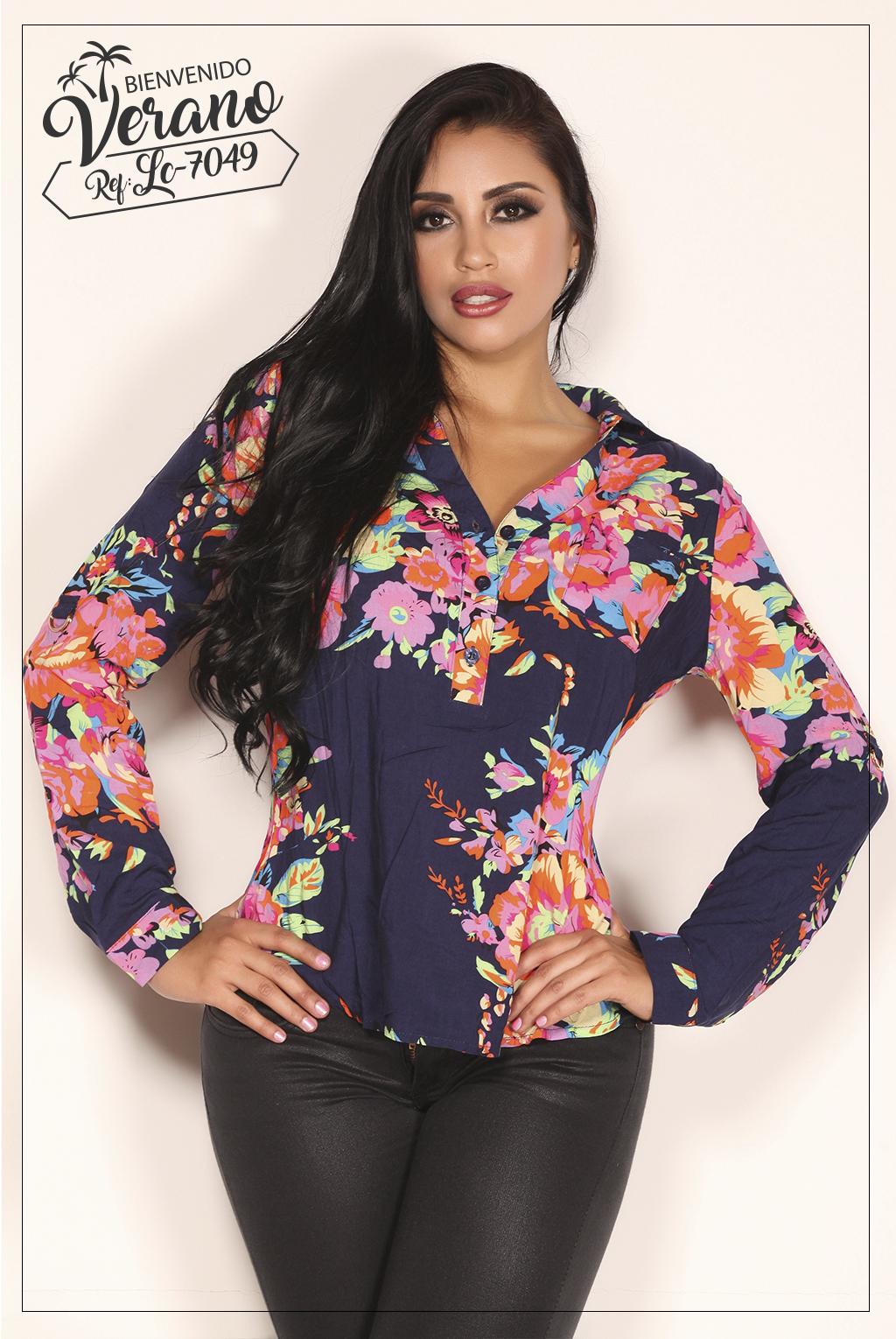 Ref. 003 -LC7049 BLUSA MANGA LARGA - Ropa Colombiana