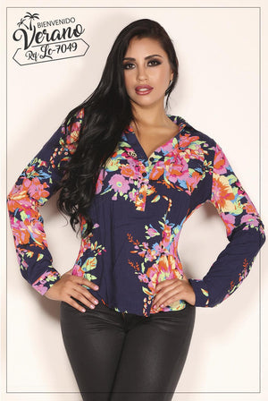 Ref. 003 -LC7049 BLUSA MANGA LARGA - Ropa Colombiana