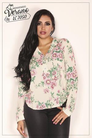 Ref. 003 -LC7050 BLUSA MANGA LARGA - Ropa Colombiana