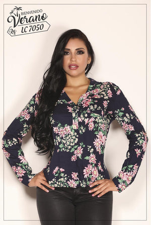 Ref. 003 -LC7050 BLUSA MANGA LARGA - Ropa Colombiana