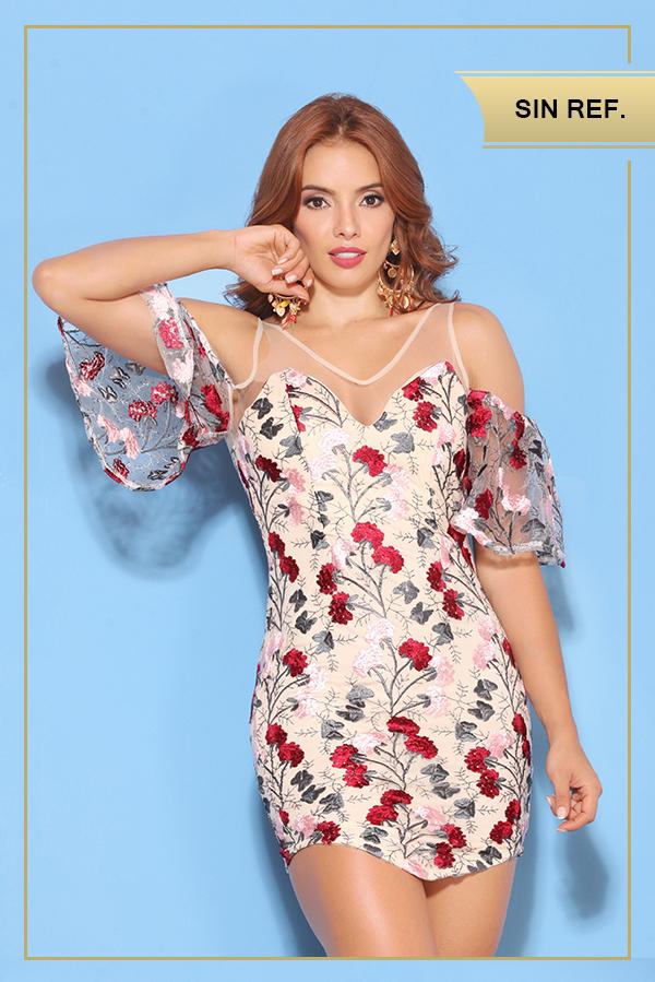 Ref. 003 -D7380 Vestido Colombiano de moda - Ropa Colombiana