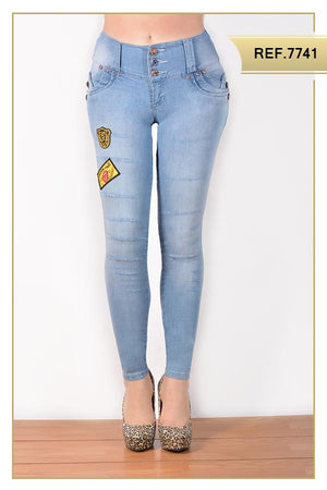 Ref. 006 -7741APLIQUE Espectacular Jean Levantacola Colombiano Con Apliques - Ropa Colombiana