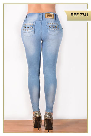 Ref. 006 -7741APLIQUE Espectacular Jean Levantacola Colombiano Con Apliques - Ropa Colombiana