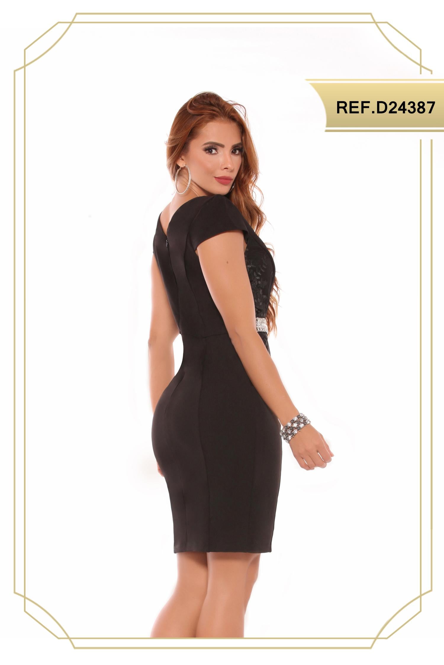 Ref. 003 -D24387 Vestido Corto Americano De Fiesta - Ropa Colombiana