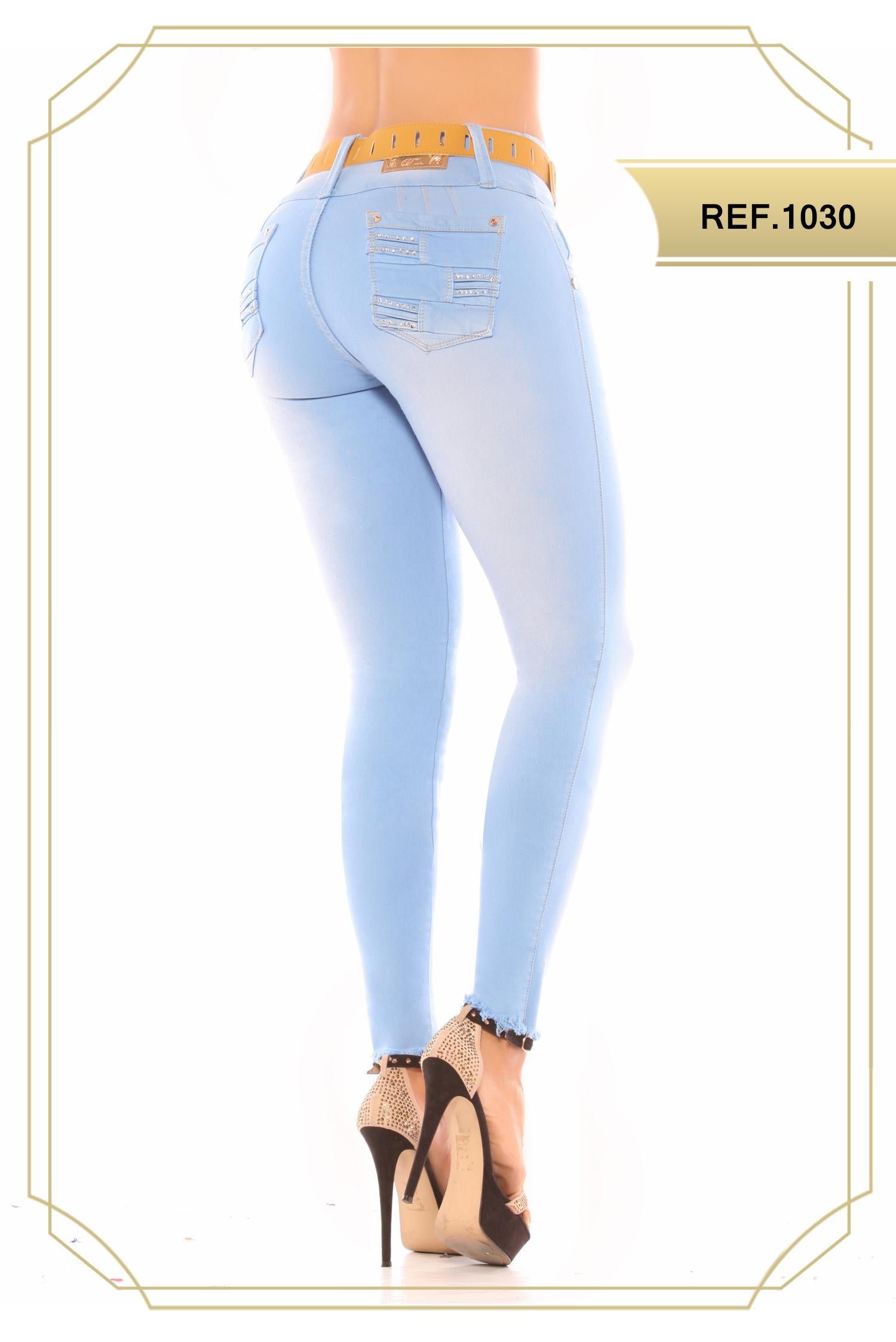 Ref. 051 -1030 Jean Azul Claro Con Bolsillos que levanta la cola - Ropa Colombiana