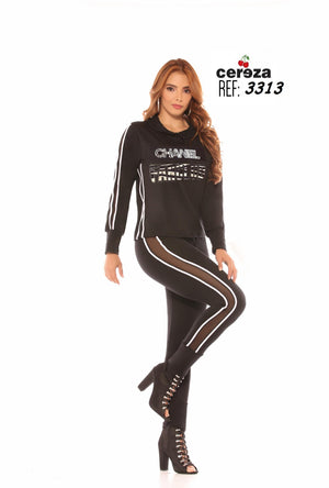 Ref. 004 -3313CHANEL Conjunto Colombiano De Moda Tipo Deportivo - Ropa Colombiana