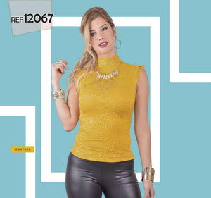 Ref. 055 -12067 Blusa de Manga Corta con bordados Colombianos - Ropa Colombiana