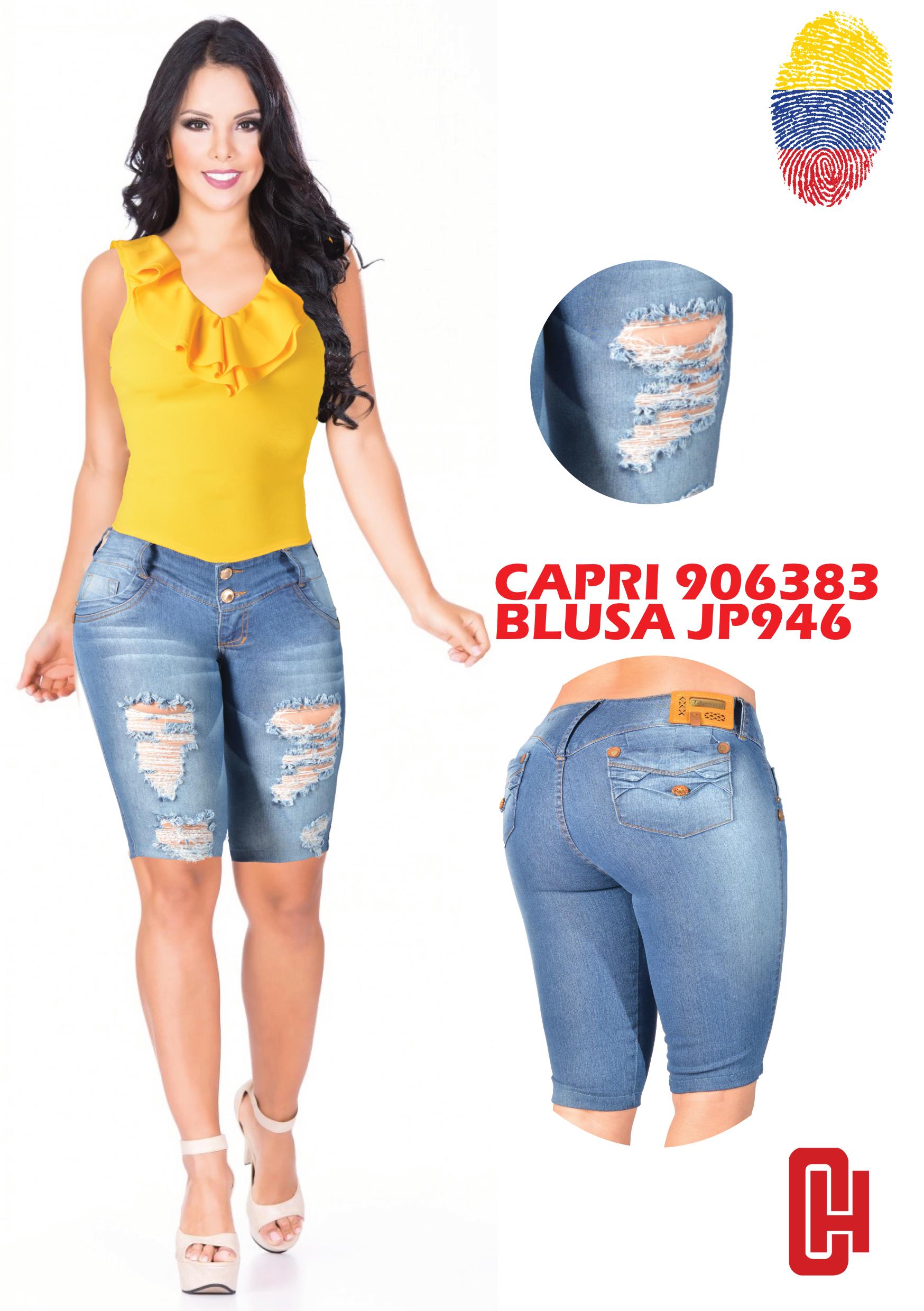 Ref. 006 - 906383 DESEO CAPRI JEAN COLOMBIANO LEVANTACOLA CON BOLSILLOS - Ropa Colombiana