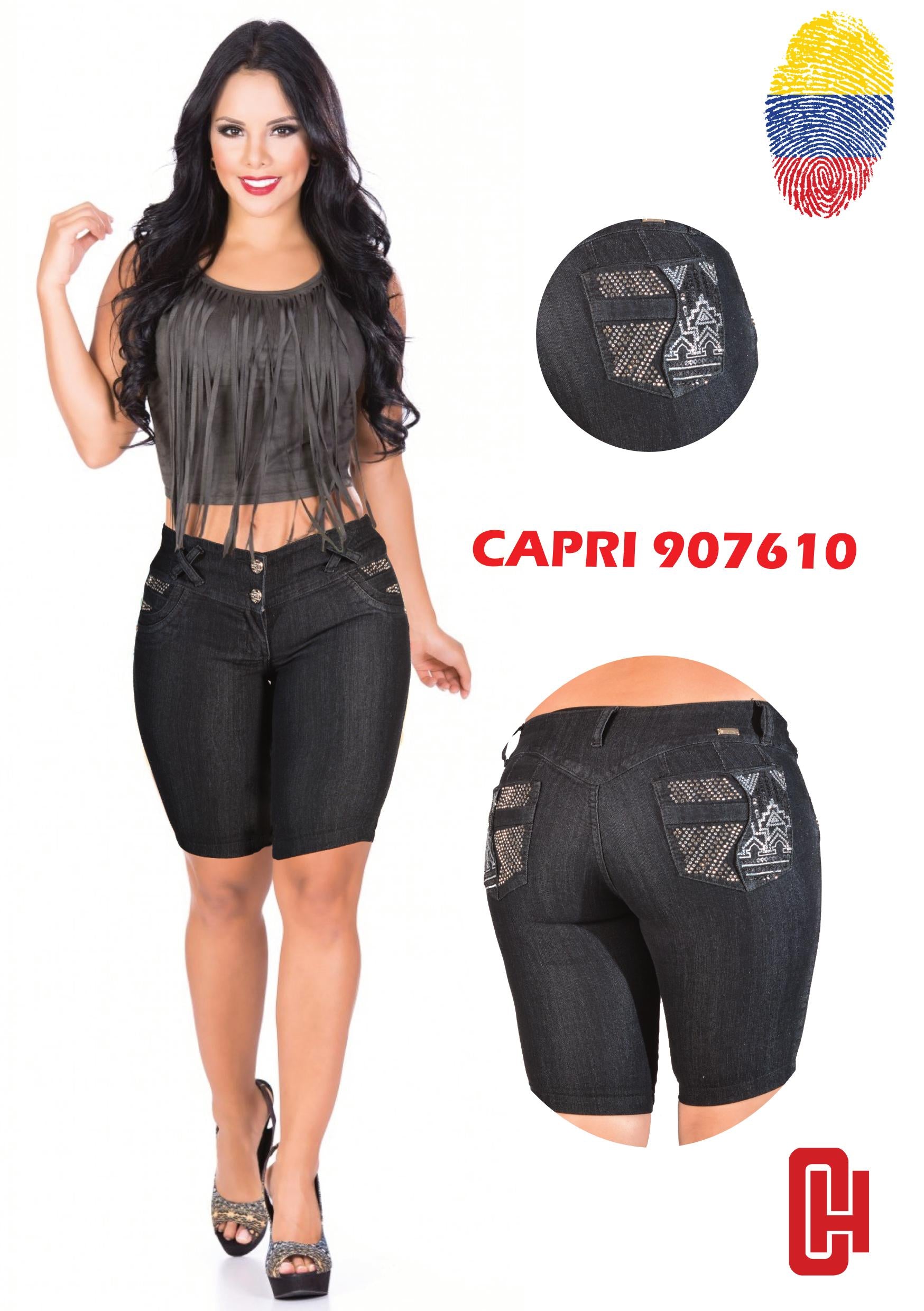 Ref. 001 - 907610 CH Vaqueros Capri Radiantes Colombianos - Ropa Colombiana