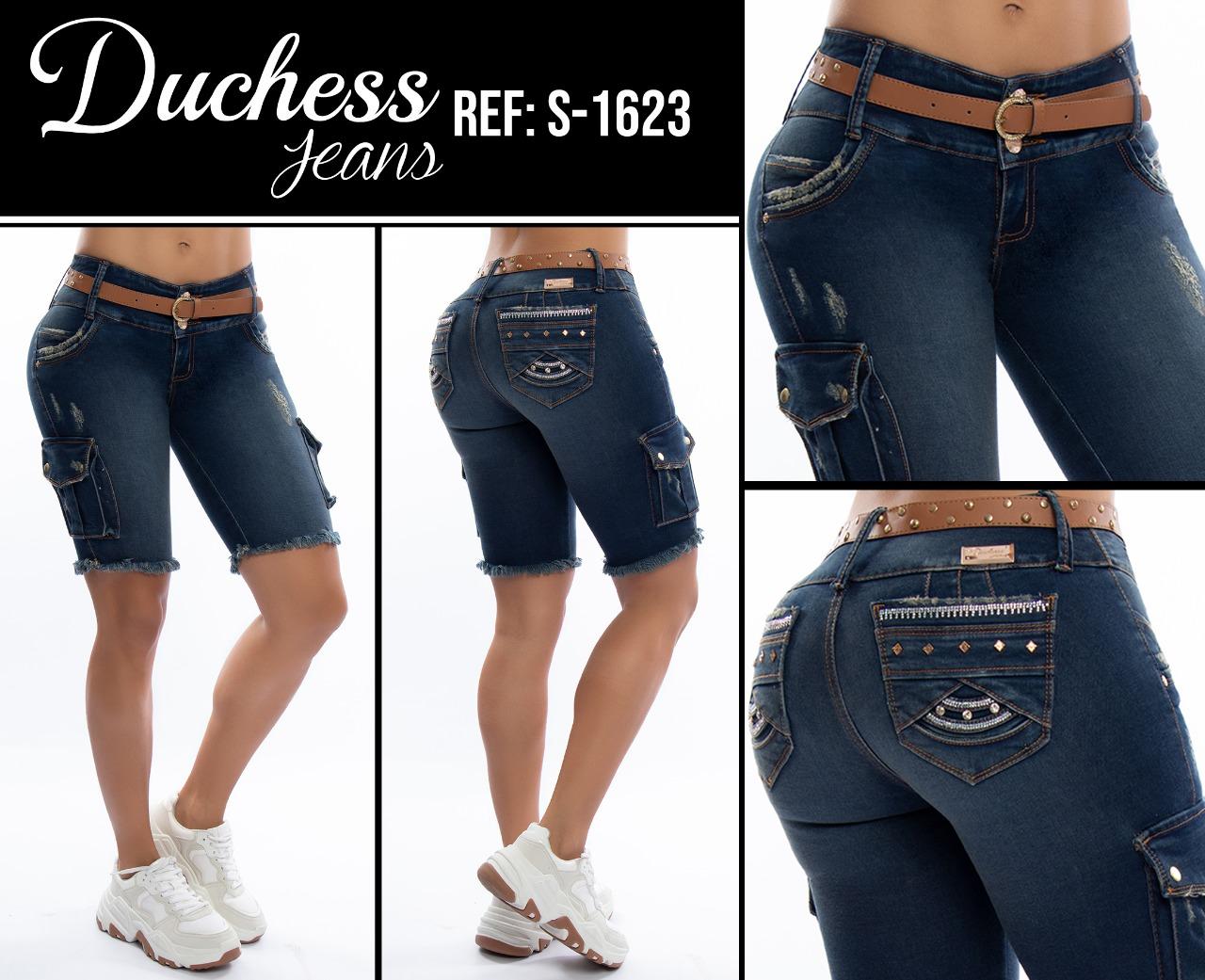 Ref. 037 -S-1623 Vaquero Tipo Capri Colombiano con Diseño Levanta Cola Color Azul Marca Duchess - Ropa Colombiana