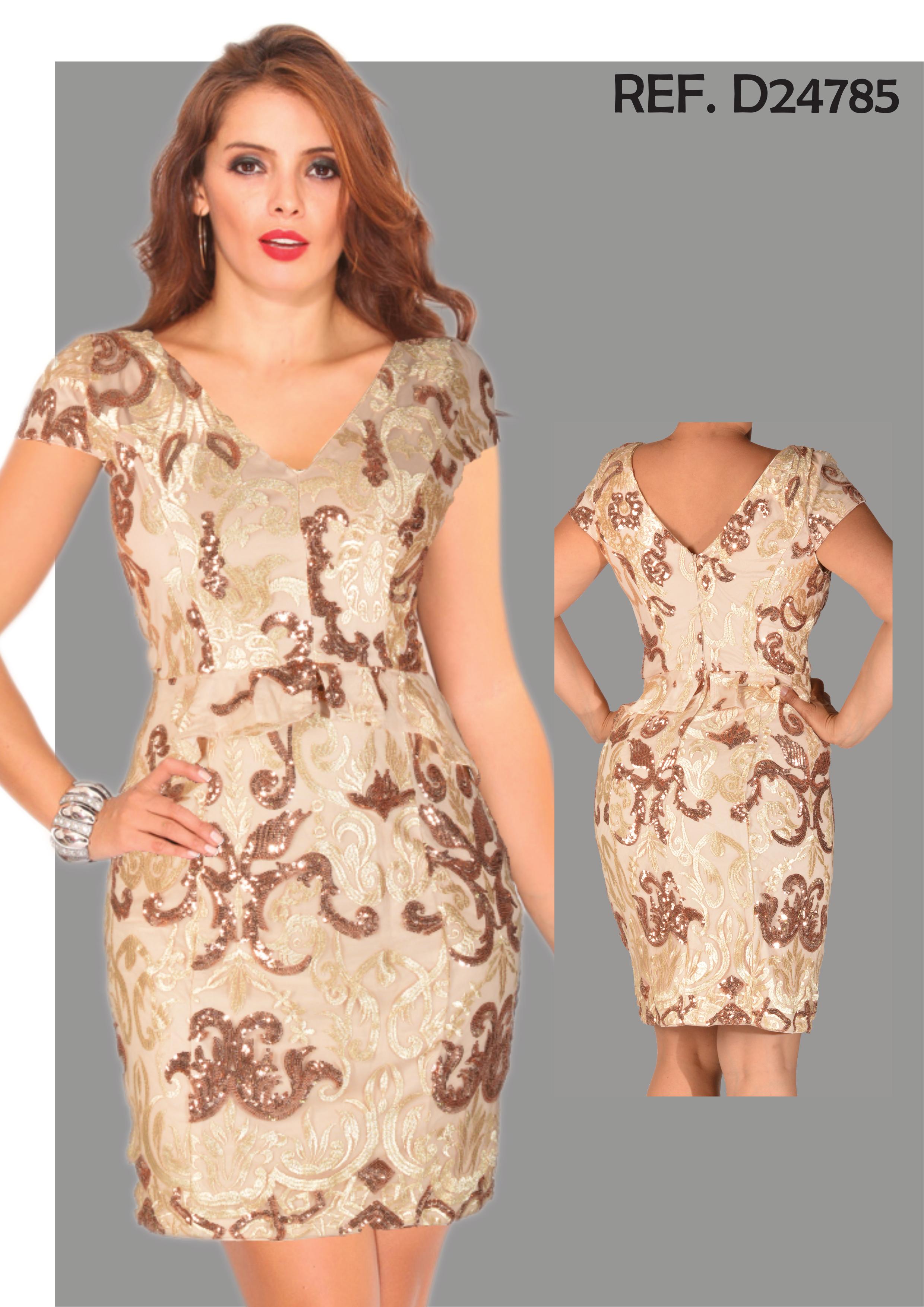 Ref. 003 -D24785 Fantástico Vestido Corto Americano de Moda con bordados - Ropa Colombiana