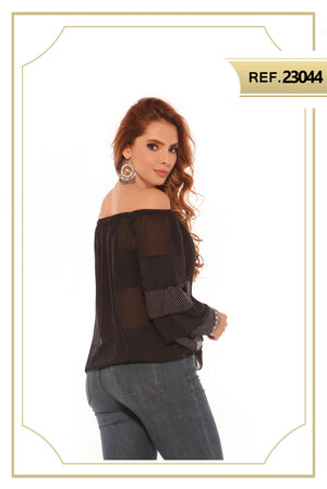 Ref. 004 -23044 BLUSA SEXY MANGA LARGA - Ropa Colombiana