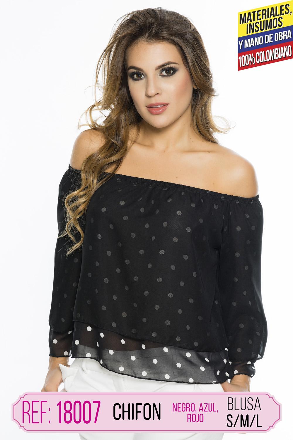 Ref. 004 -18007 BLUSA COLOMBIANA DAMA - Ropa Colombiana