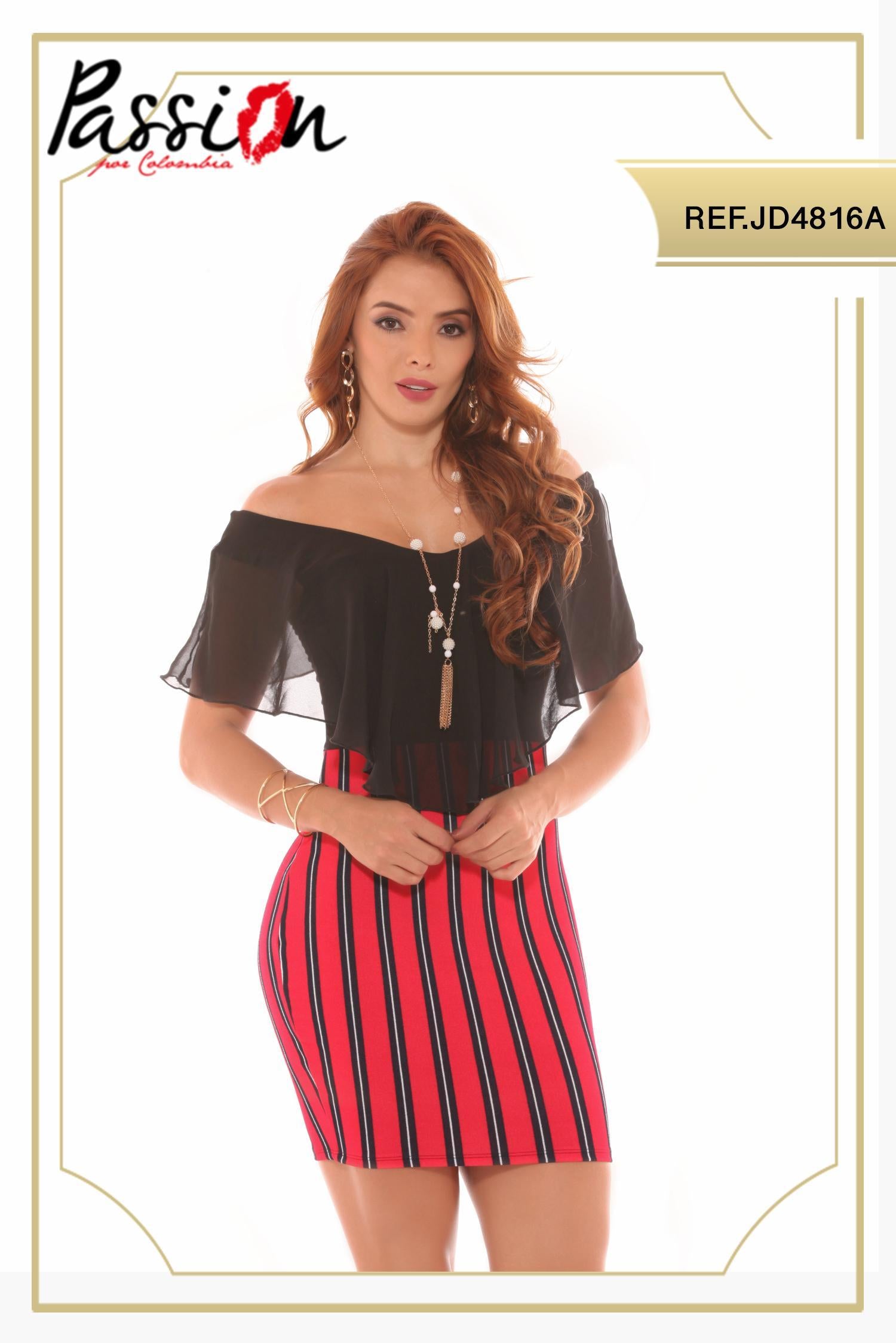 Ref. 003 -JD4816A Vestido Americano corto diseño exclusivo incluye tallas plus - Ropa Colombiana