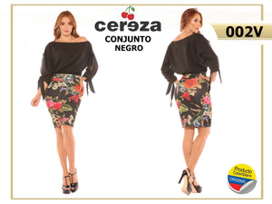 Ref. 004 -002V Conjunto Colombiano de Falda y Blusa - Ropa Colombiana