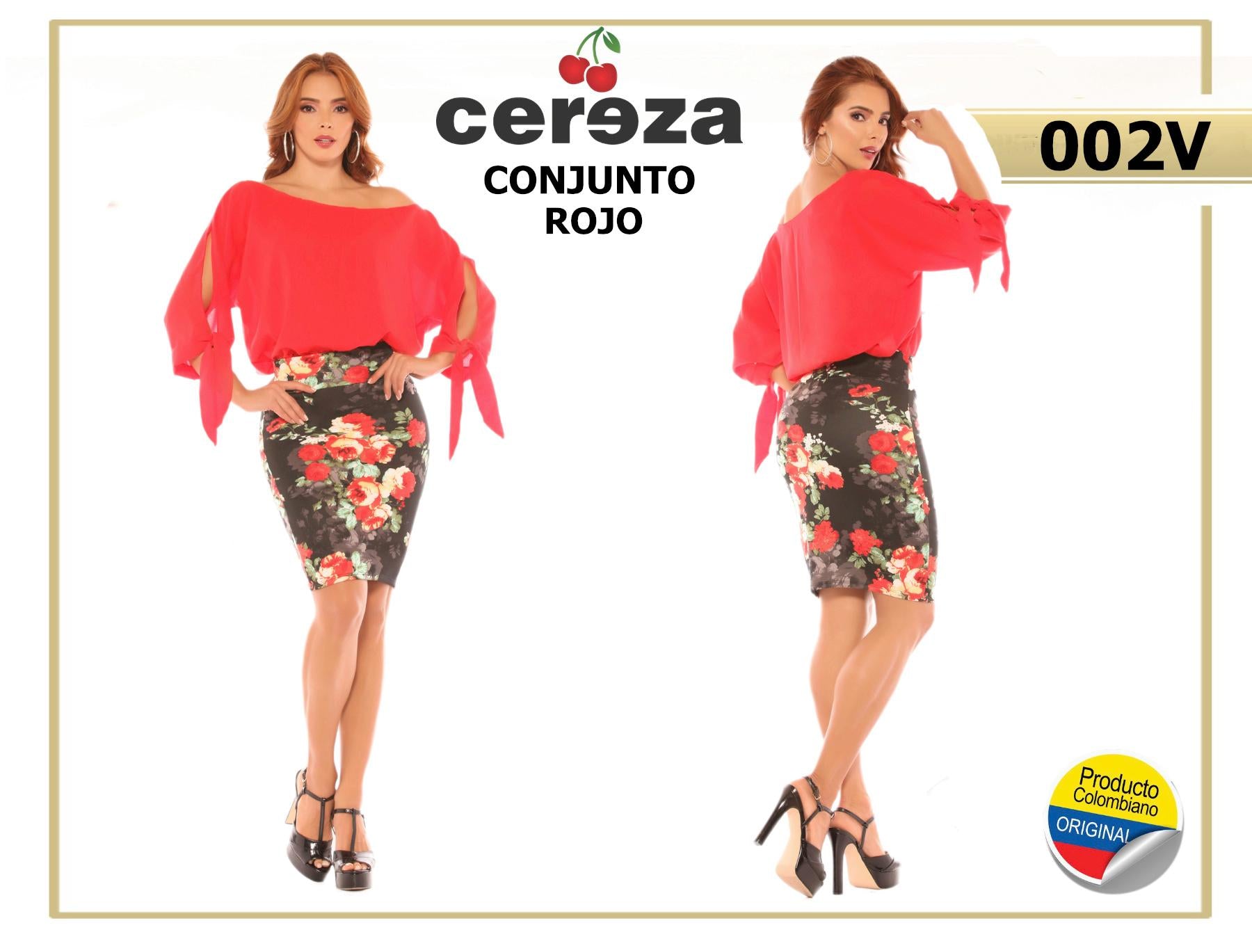 Ref. 004 -002V Conjunto Colombiano de Falda y Blusa - Ropa Colombiana