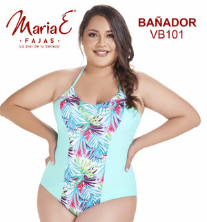 Ref. 019 -VB101 Vestido de Baño Colombiano Con Faja interna, Reduce y Moldea tu figura - Ropa Colombiana